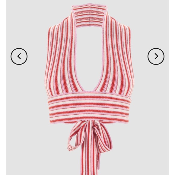 Cider Pink White and Red Crop Halter Top - NBW - Picture 1 of 1